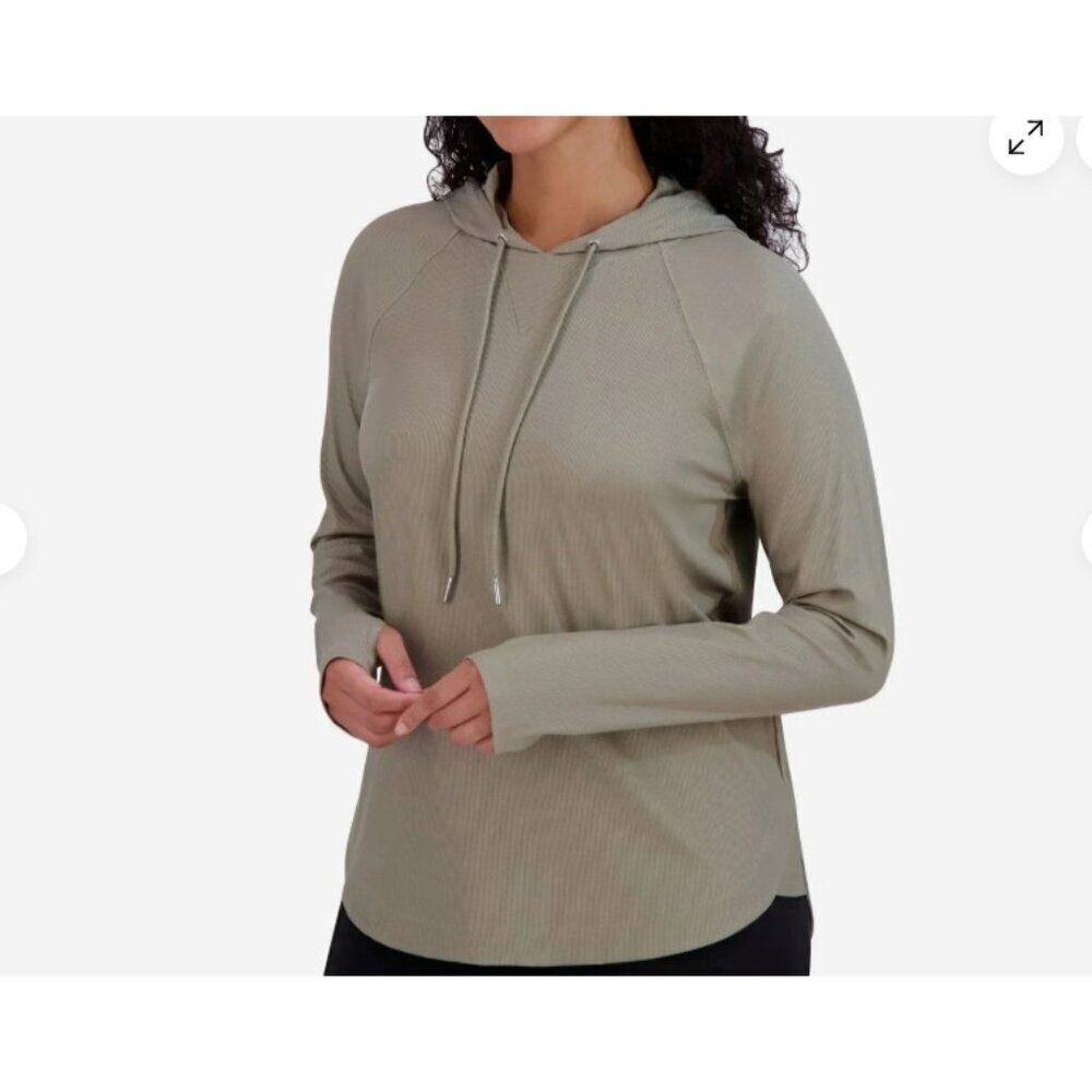 NEW Sage Collective Women's L Ribbed Hooded Long Sleeve Top